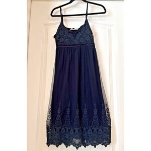 Saint Tropez Black Mesh Lined Lace Sleeveless Knee length Dress Fairy Goth Sz S